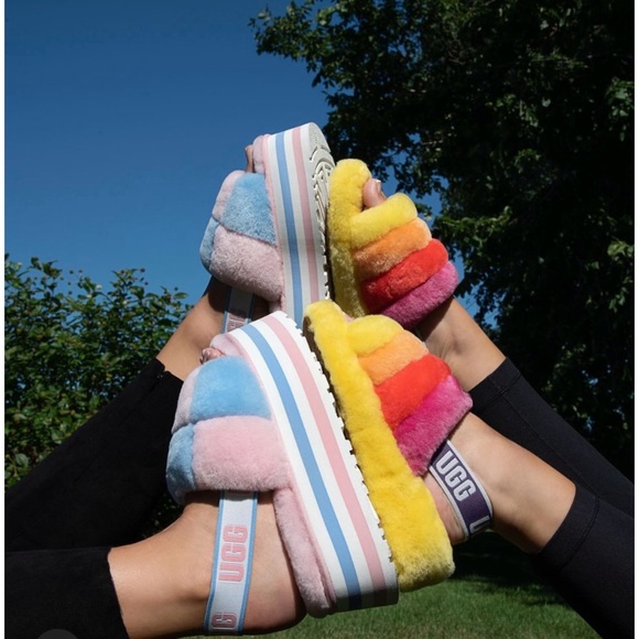 UGG Fluff Yeah Slippers - Rainbow Yellow - Picture 7 of 7